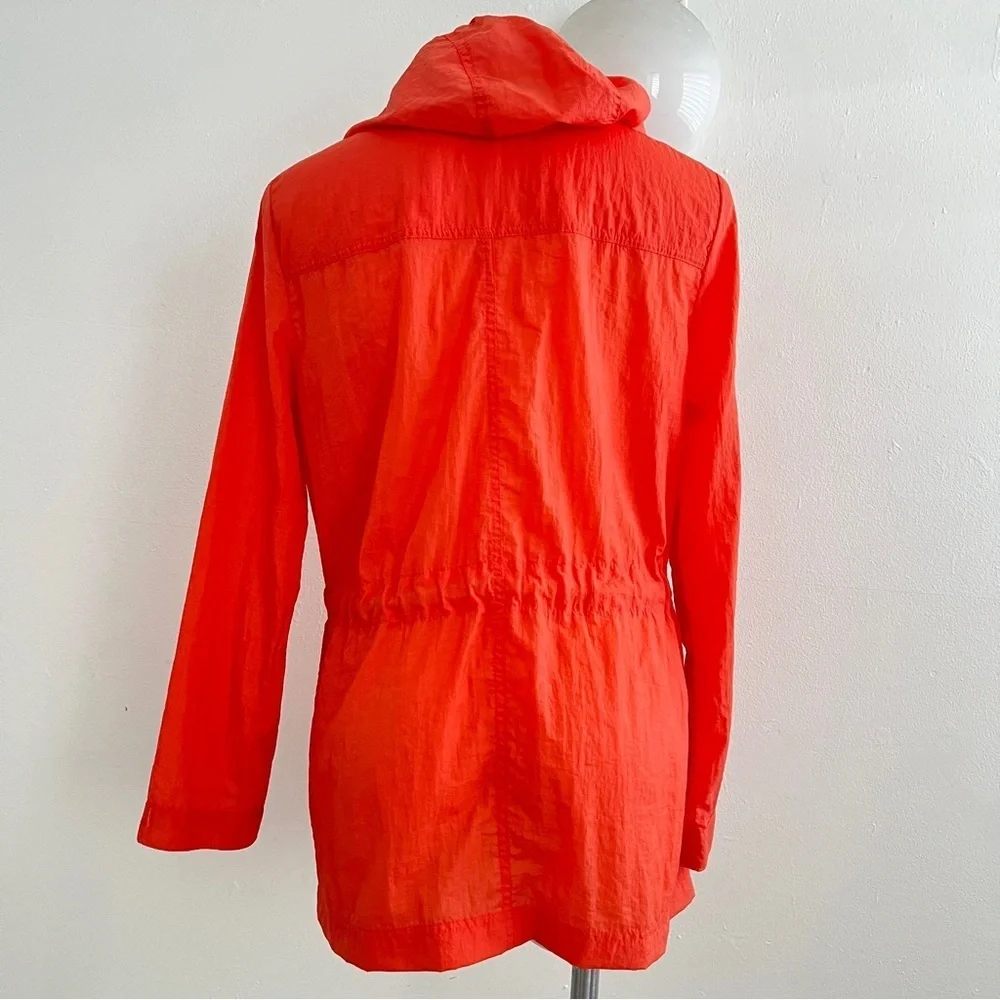 NEW GAP Coral Orange Nylon Rain Jacket Water Resistant Utility Anorak Parka Mid
